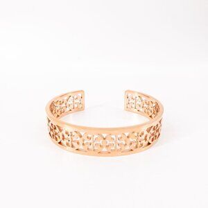 Tory Burch TB Gold Logo Cut out Cuff Bracelet Rose Gold OS